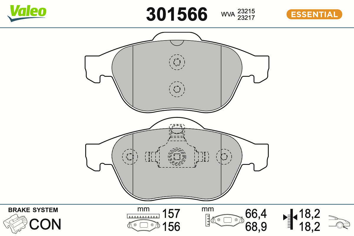 Jeu de 4 plaquettes de frein VALEO ref. 301566